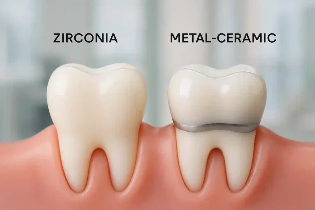 comparison of dental crowns metal ceramic zirconia